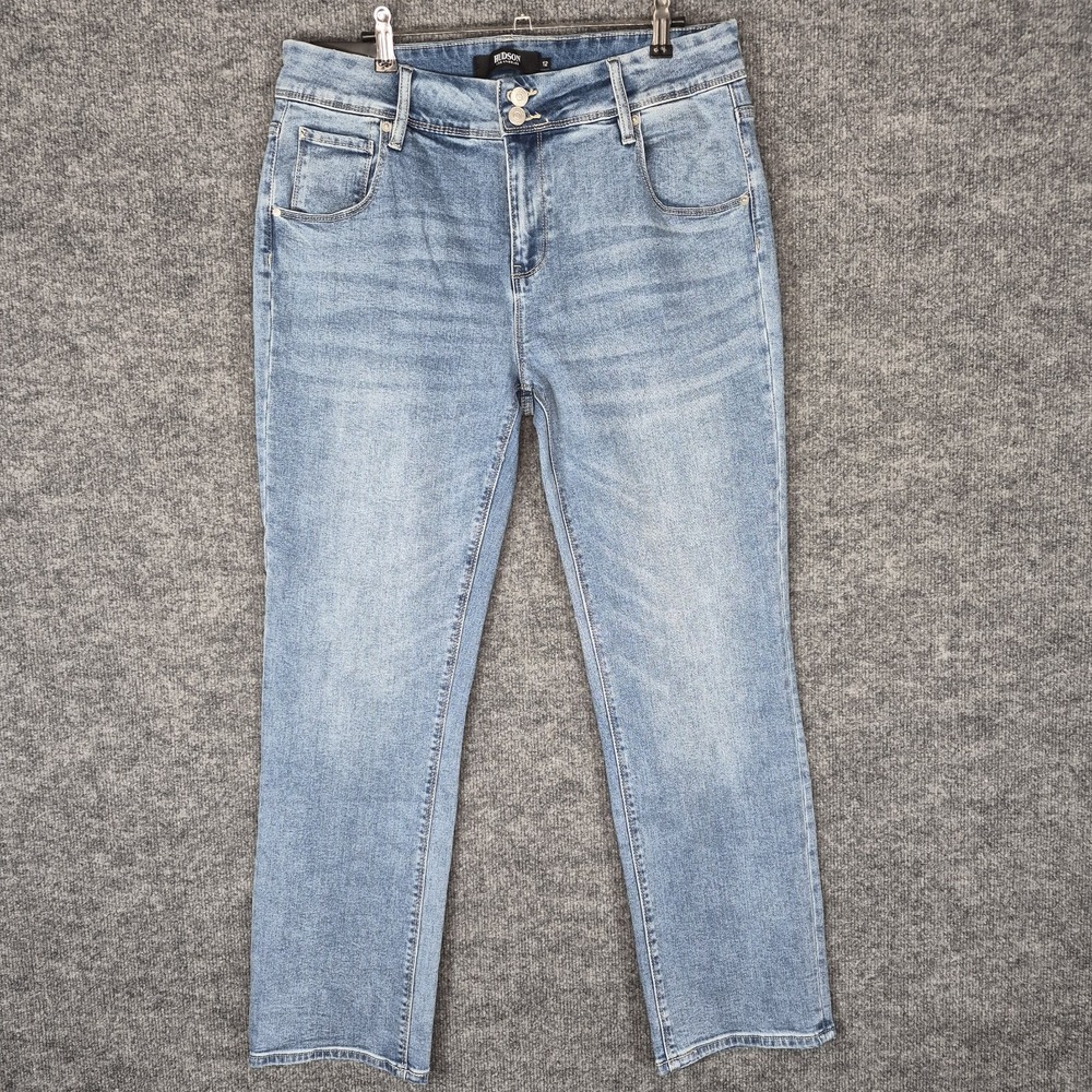 Hudson Women's Jeans‎  Icy Blue Slim Straight Leg Mid-Rise Stretch Denim Size 12